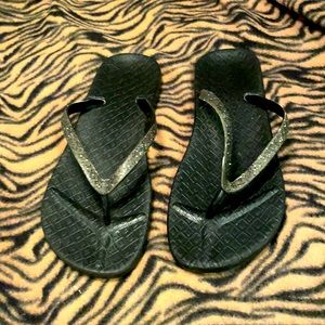 Stylish Black Glittery Sandals